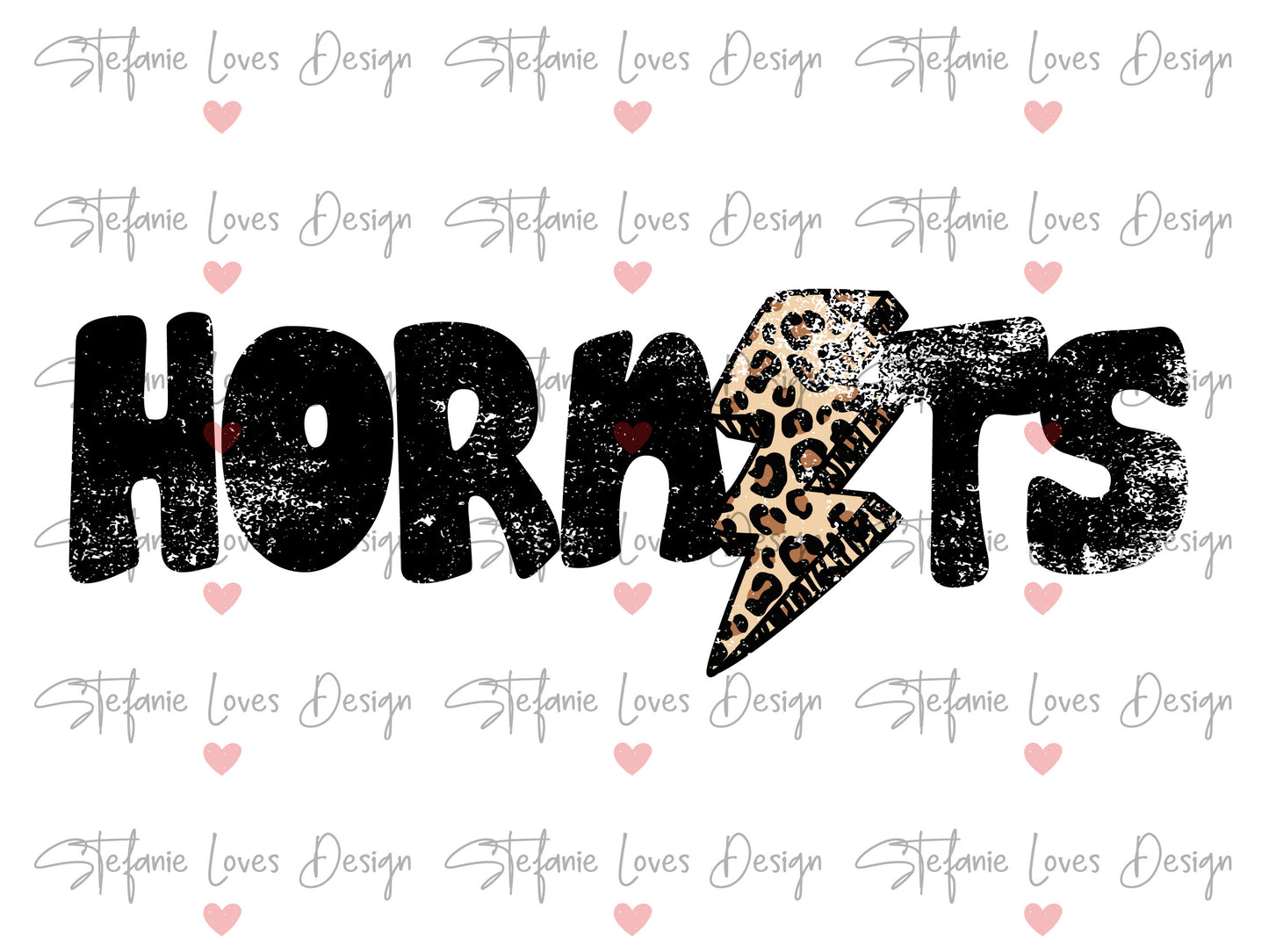 Hornets Distressed Lightning Bolt PNG, Leopard Lightning Bolt png, Hornets Mascot