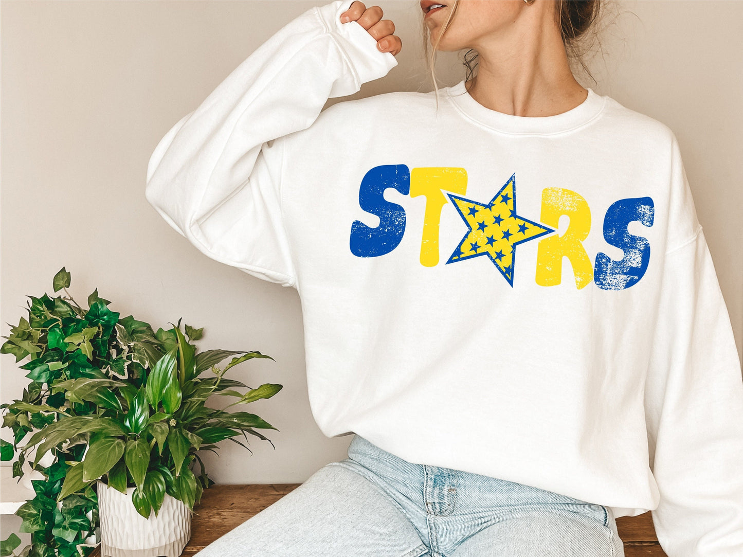Stars Distressed Star PNG, Stars png, Retro Letter Digital Design Blue & Yellow