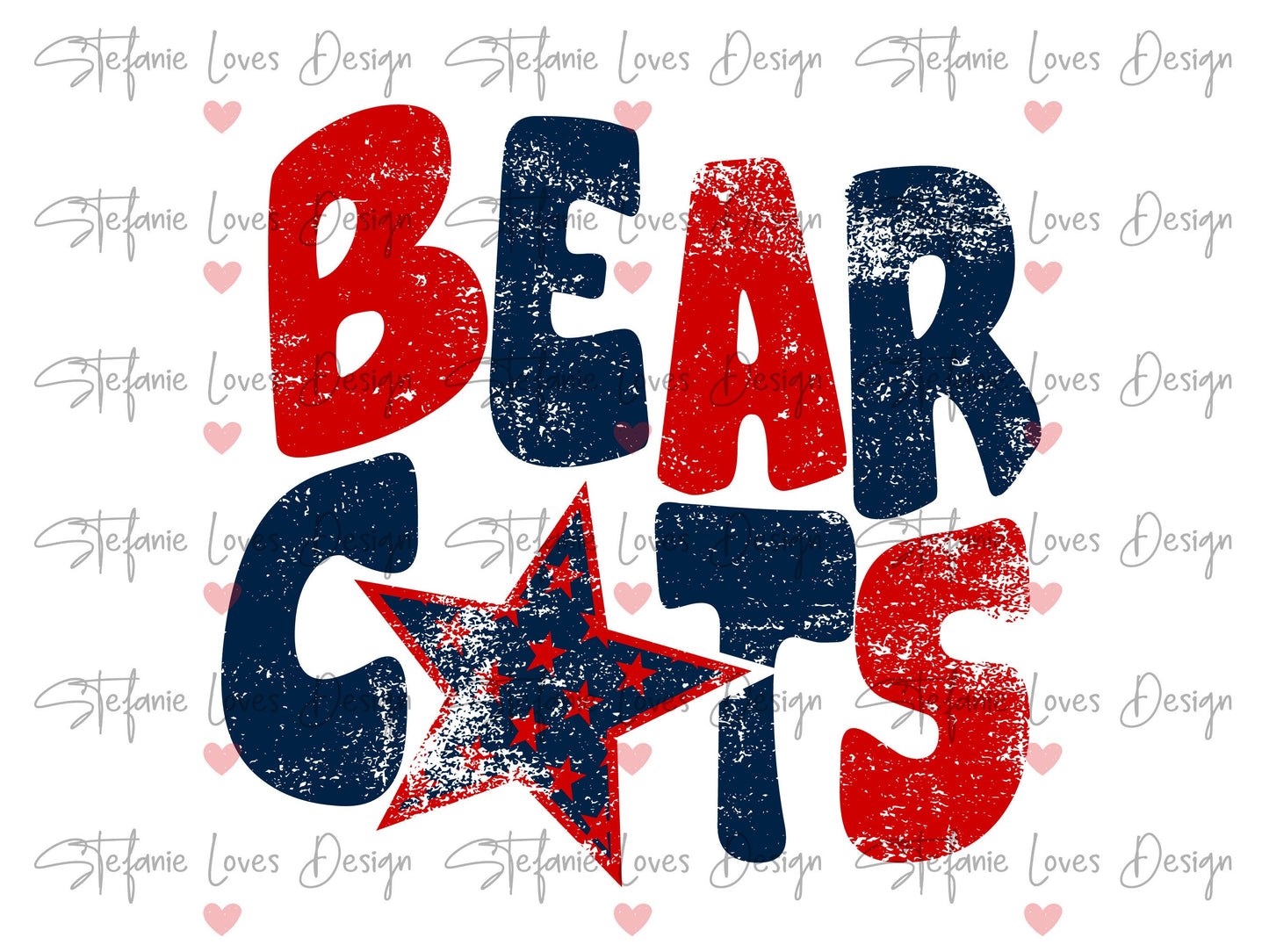 Bearcats Distressed Star PNG, Bear cats png, Retro Letter Digital Design