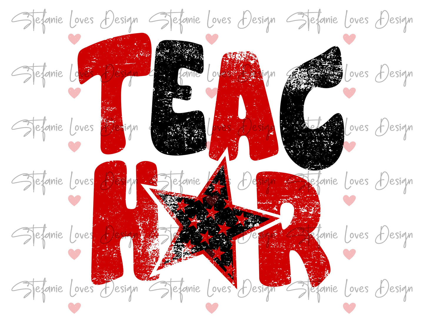 Teacher png, Teach, Distressed PNG, Teacher shirt, Gift for Teacher, Teacher Tee Design Red and Black