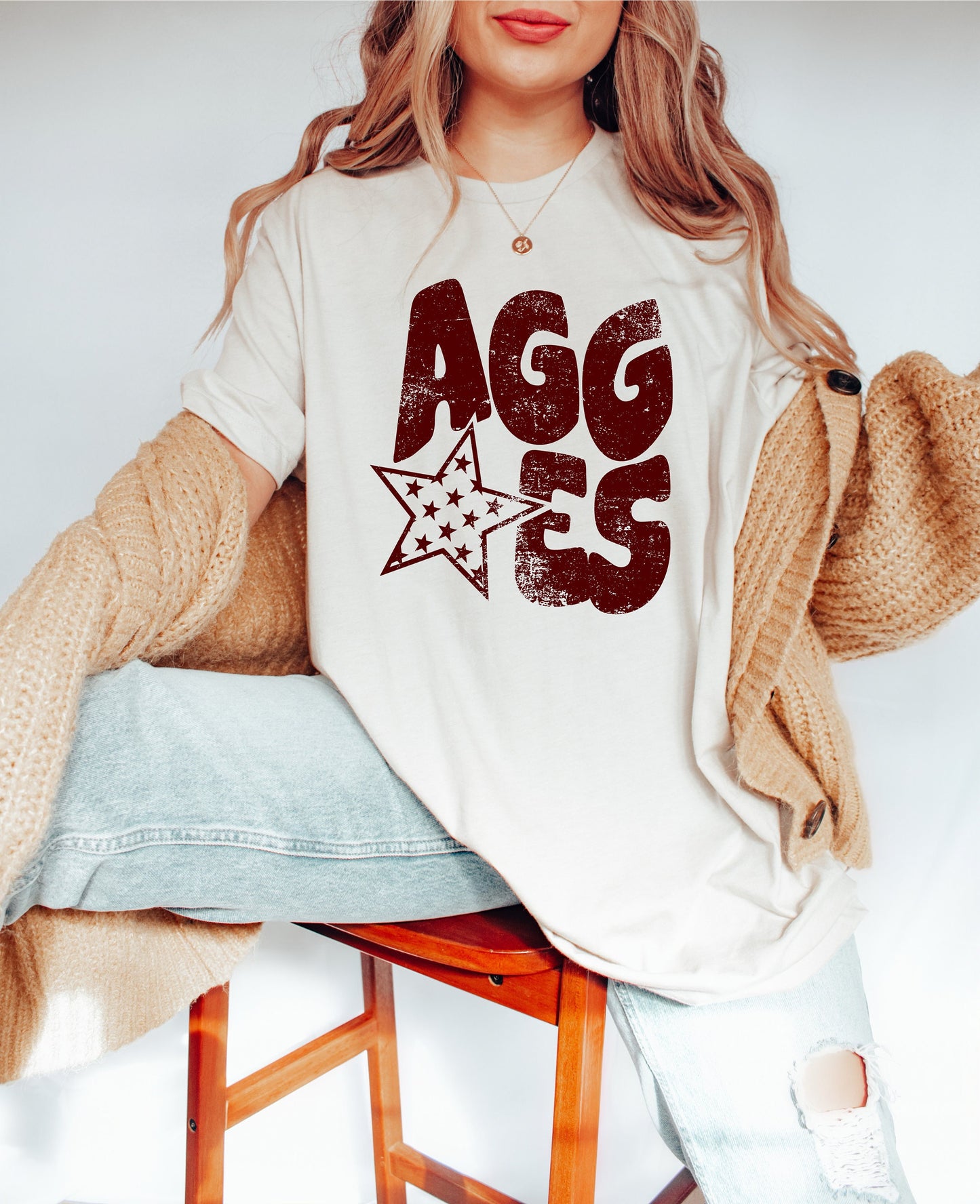 Aggies Distressed Star PNG, Aggies png, Retro Wavy Letter Digital Design