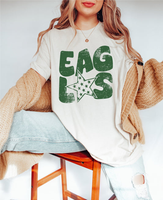 Eagles Distressed Star PNG, Eagles png, Retro Wavy Letter Digital Design