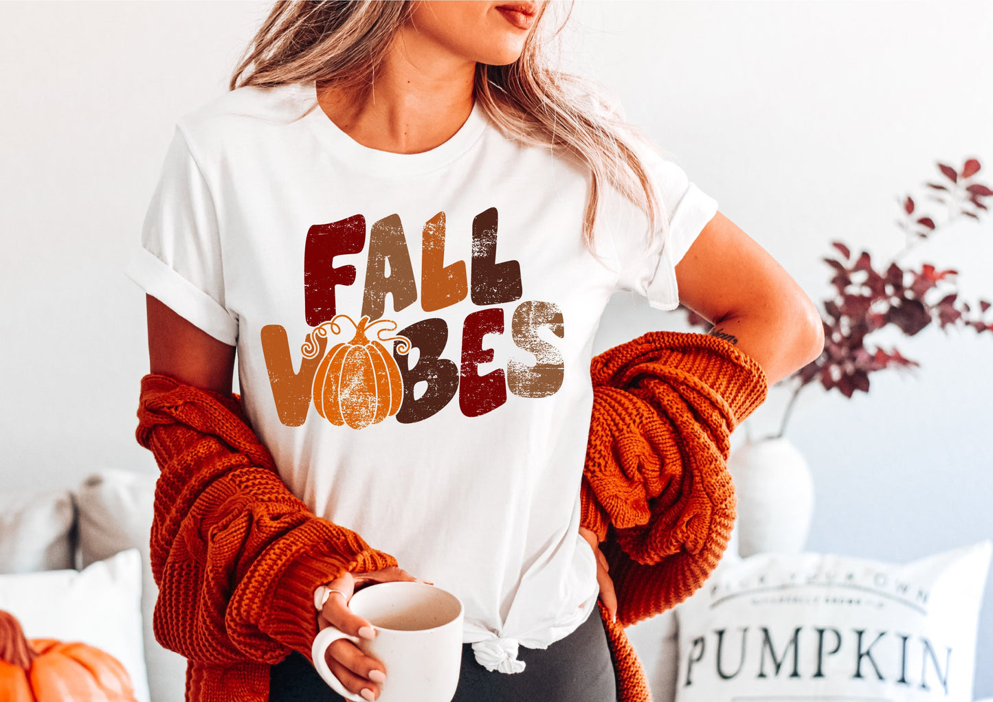 Fall Vibes Distressed png, Fall Vibes in Fall Colors png, Digital Download