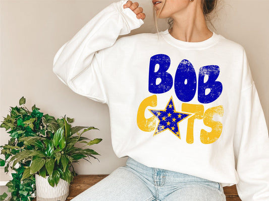 Bobcats Distressed Star PNG, Bobcats png, Retro Wavy Letter Digital Design
