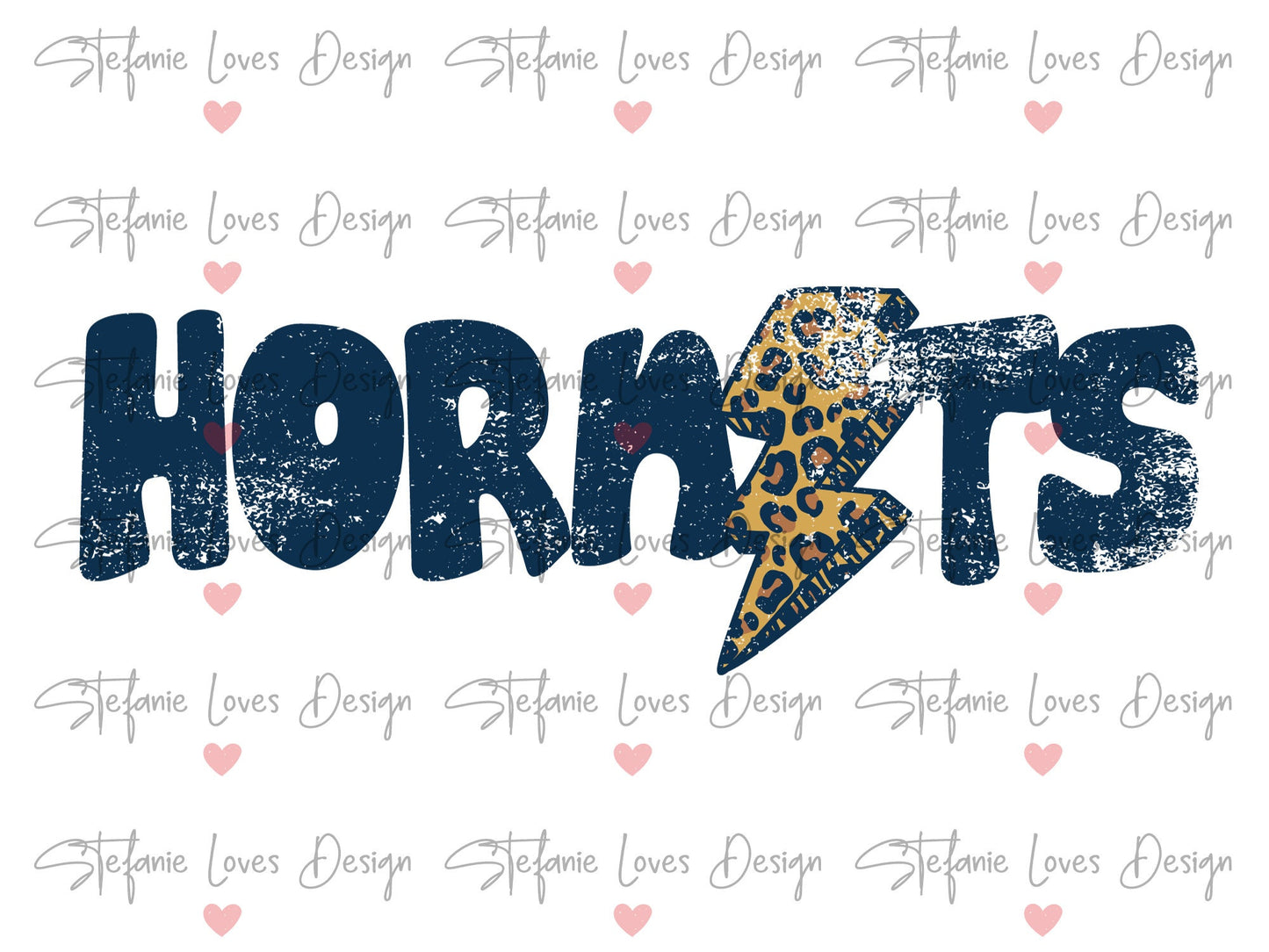 Hornets Distressed Lightning Bolt PNG, Leopard Lightning Bolt png, Hornets Mascot Navy and Gold