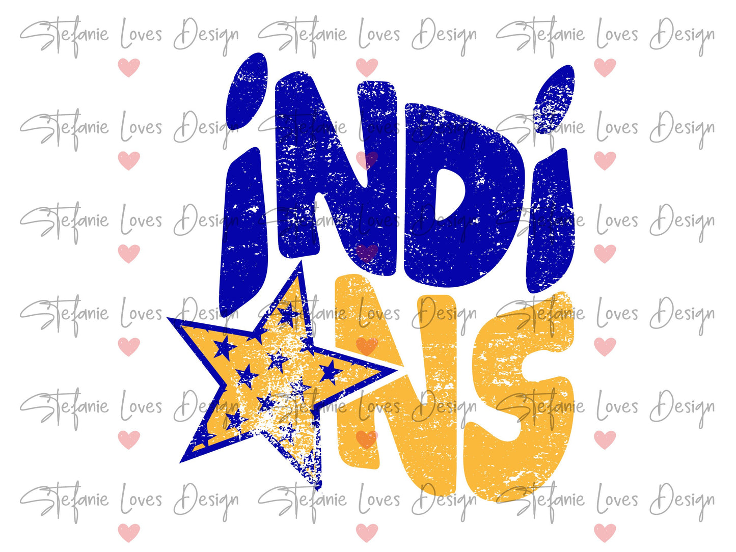 Indians Distressed Star PNG, Indians png, Retro Letter Digital Design