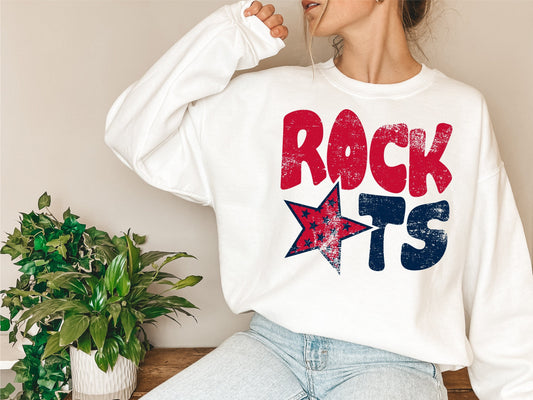 Rockets Distressed Star PNG, Rockets png, Retro Letter Digital Design