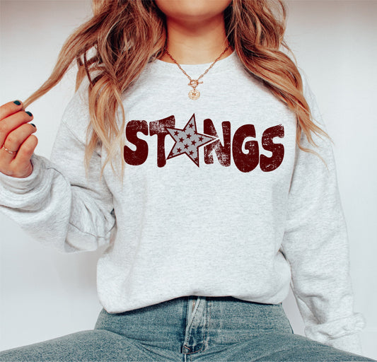 Stangs Distressed Star PNG, Stangs png, Retro Letter Digital Design