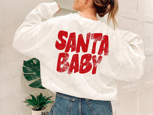 Santa Baby PNG, Christmas distressed png, Holiday shirt png, Digital Design