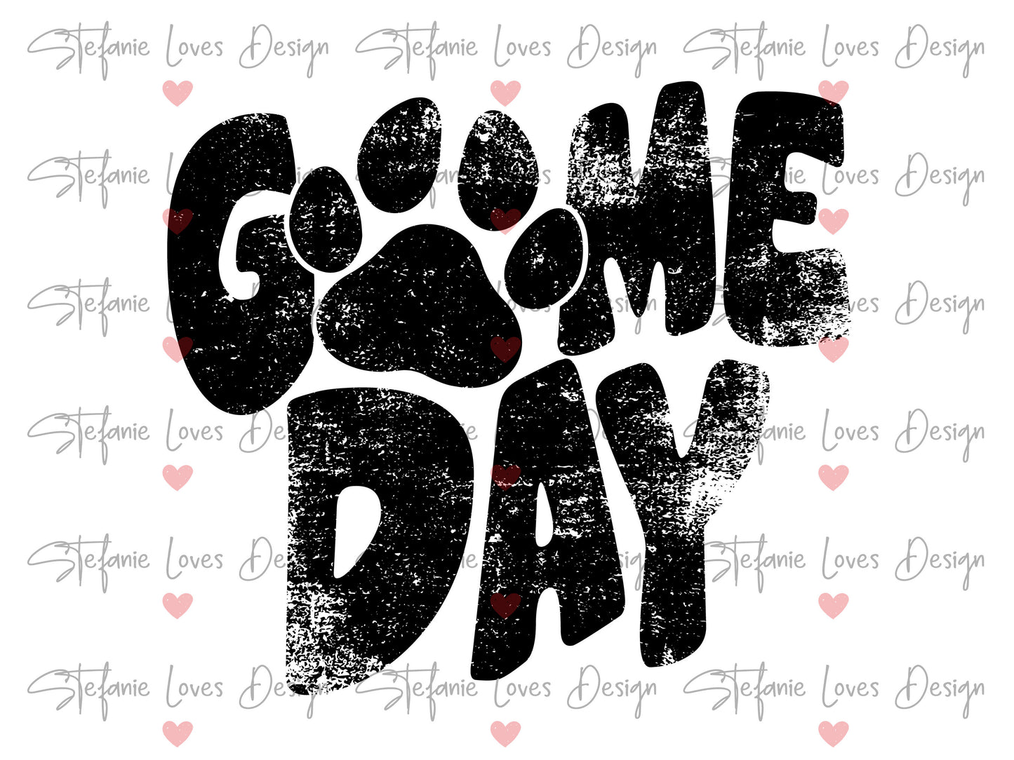 Game Day Paw png, Distressed Game Day png, png, Digital Design Black and White Version
