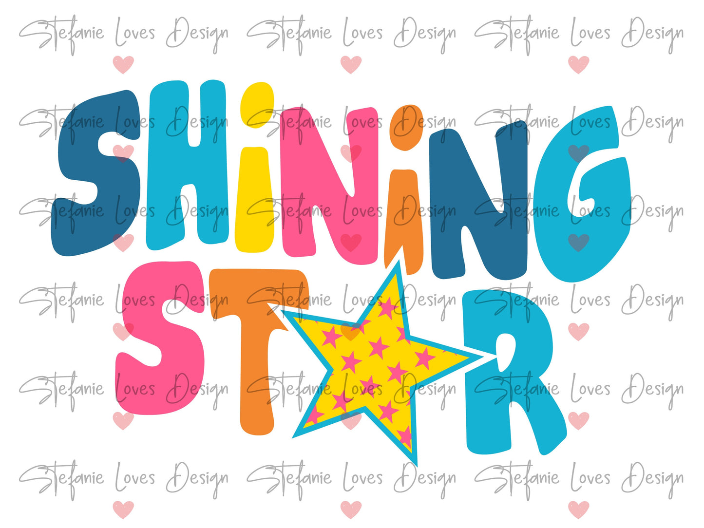 Shining Star svg, Shining Star colorful, Wavy Letters Svg, Digital Design