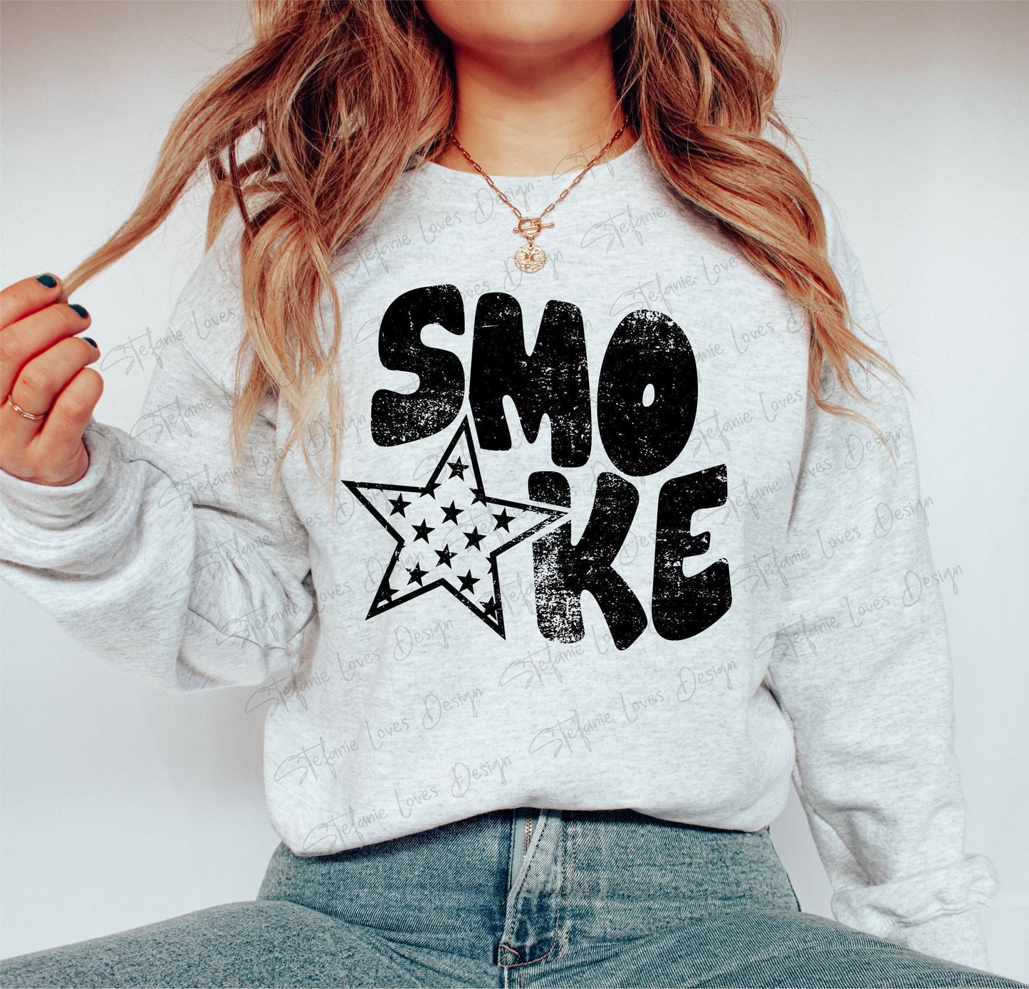 SMOKE Distressed Star PNG, Smoke png, Retro Wavy Letter Digital Design
