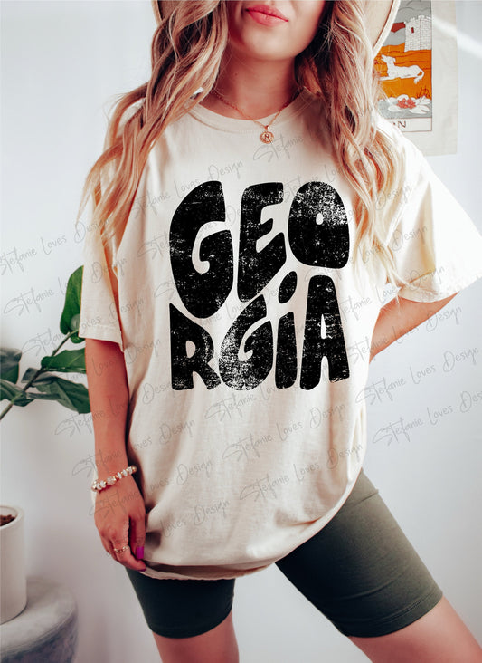Georgia stacked png, Distressed Georgia png, Digital Design, Georgia State of Georgia