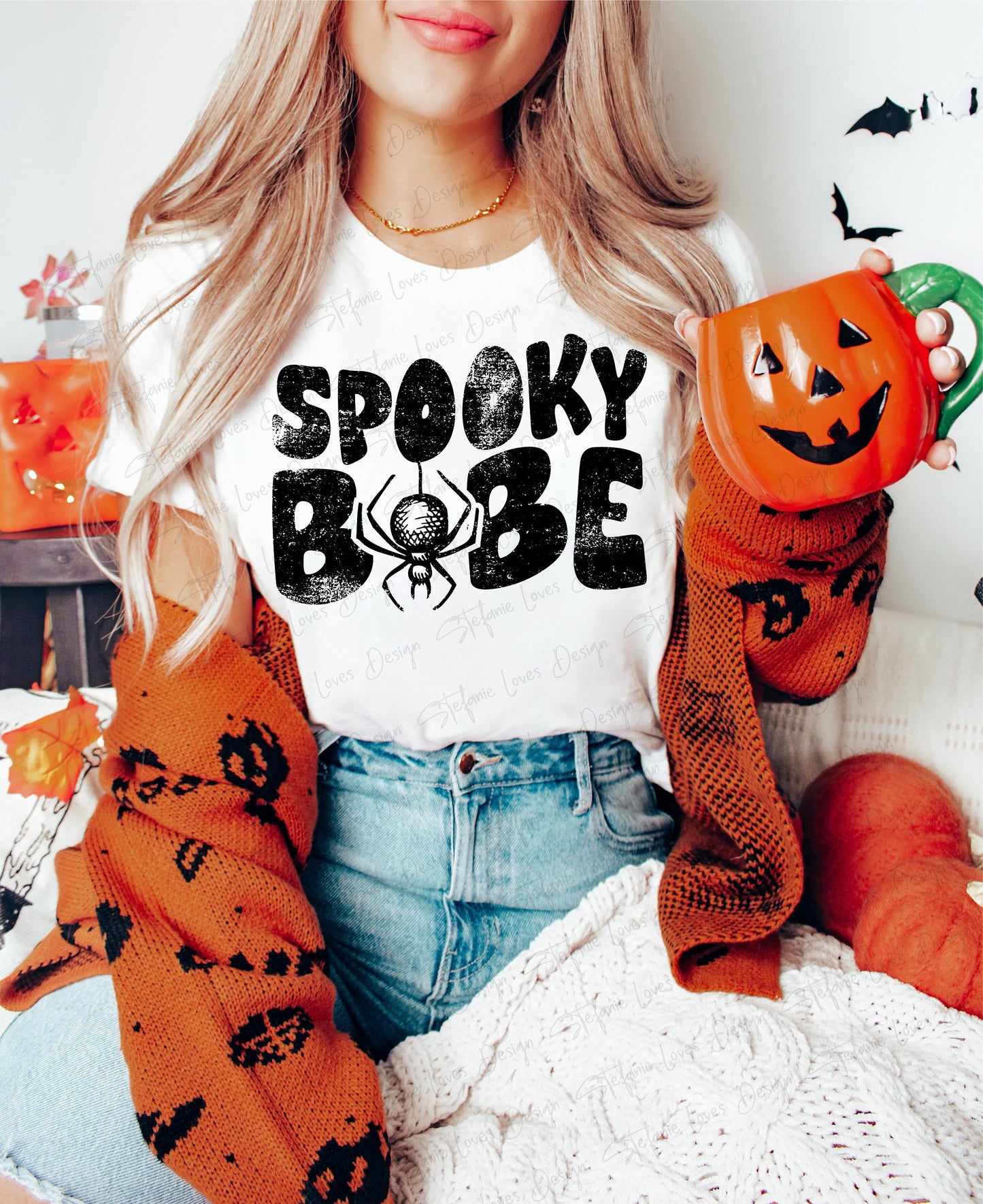 Spooky Babe Spider Distressed Digital Design, Halloween, Fall, PNG, Digital Download,