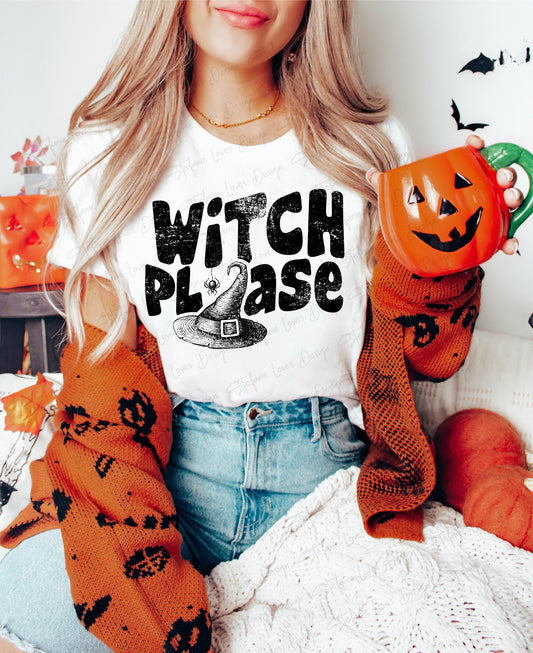 Witch Please Distressed Digital Design, Halloween, Fall, PNG, Digital Download,