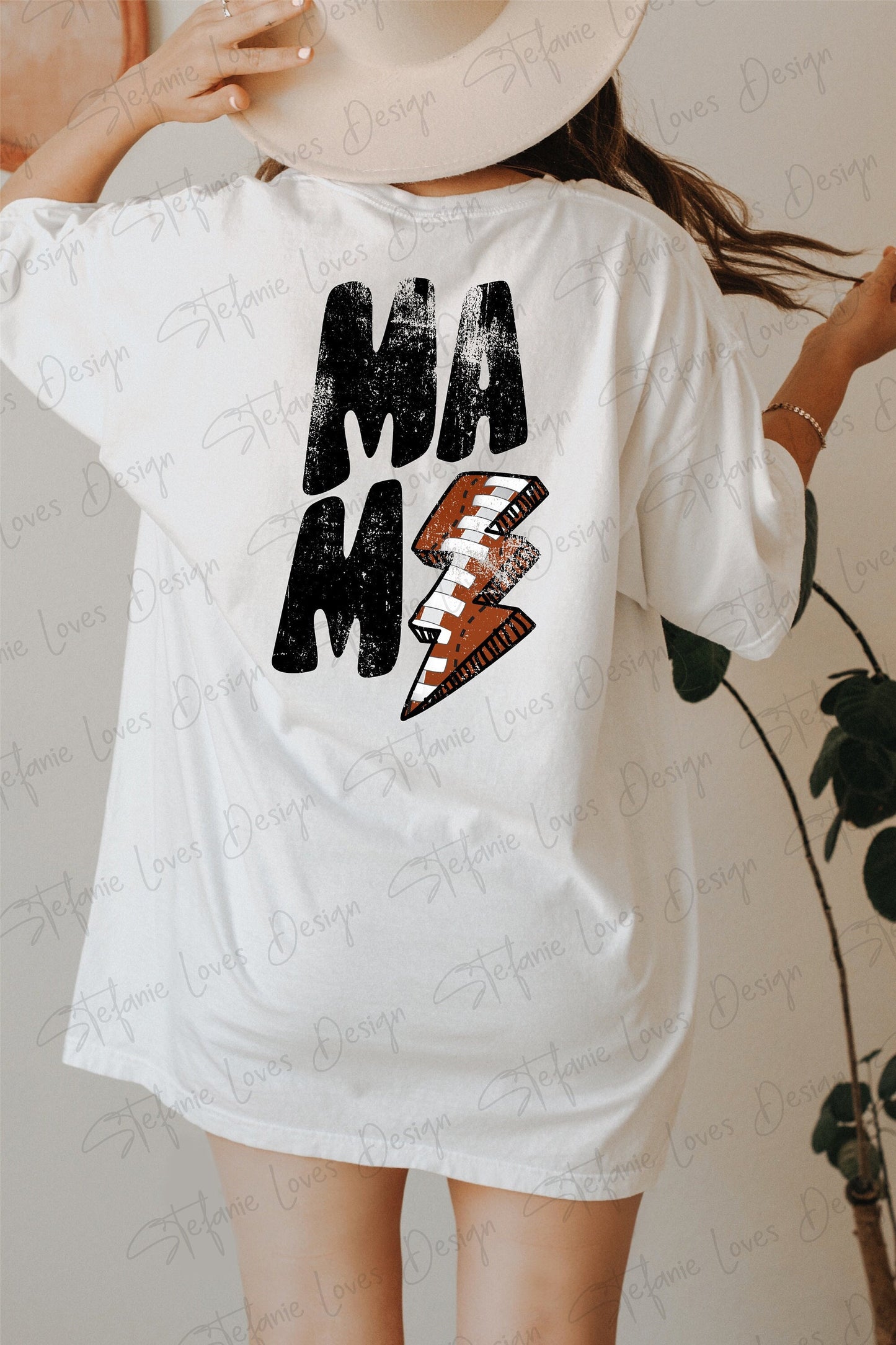 Football Mama png, Distressed Football Bolt PNG