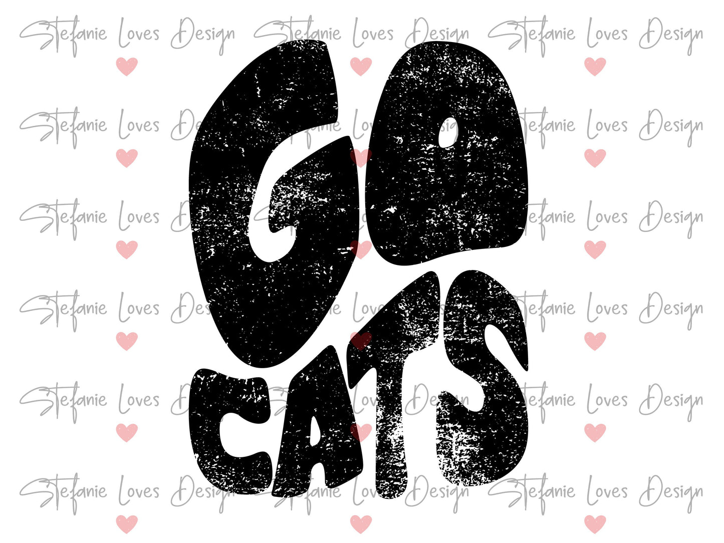 Go Cats Distressed PNG, Digital Download