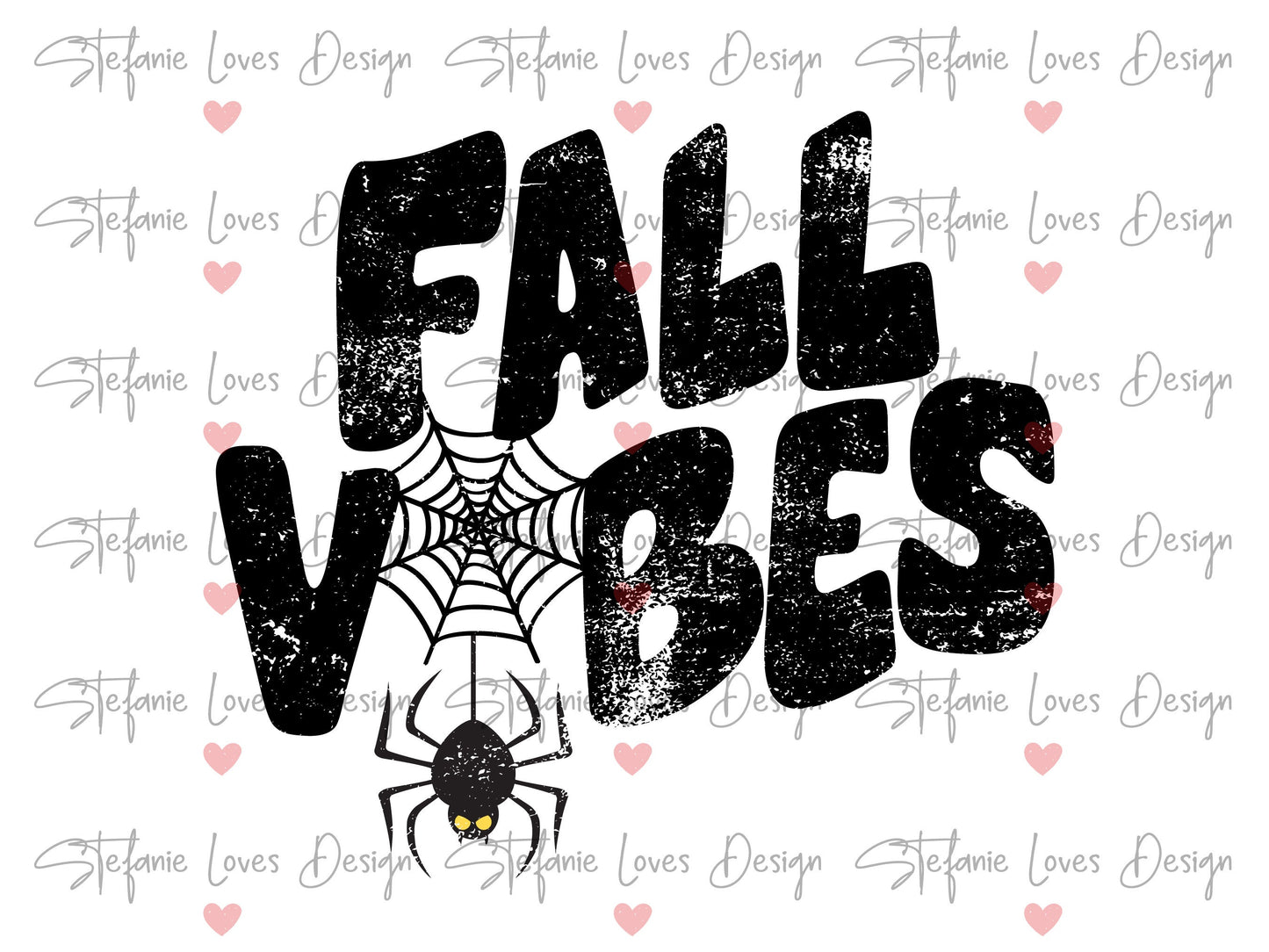 Fall Vibes Distressed with Spider Web PNG, Digital Download