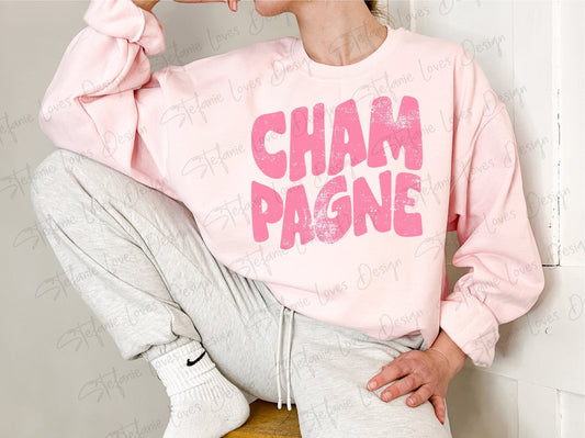 Champagne Distressed PNG, Champagne png, Retro Wavy Letter Digital Design, Wedding Party