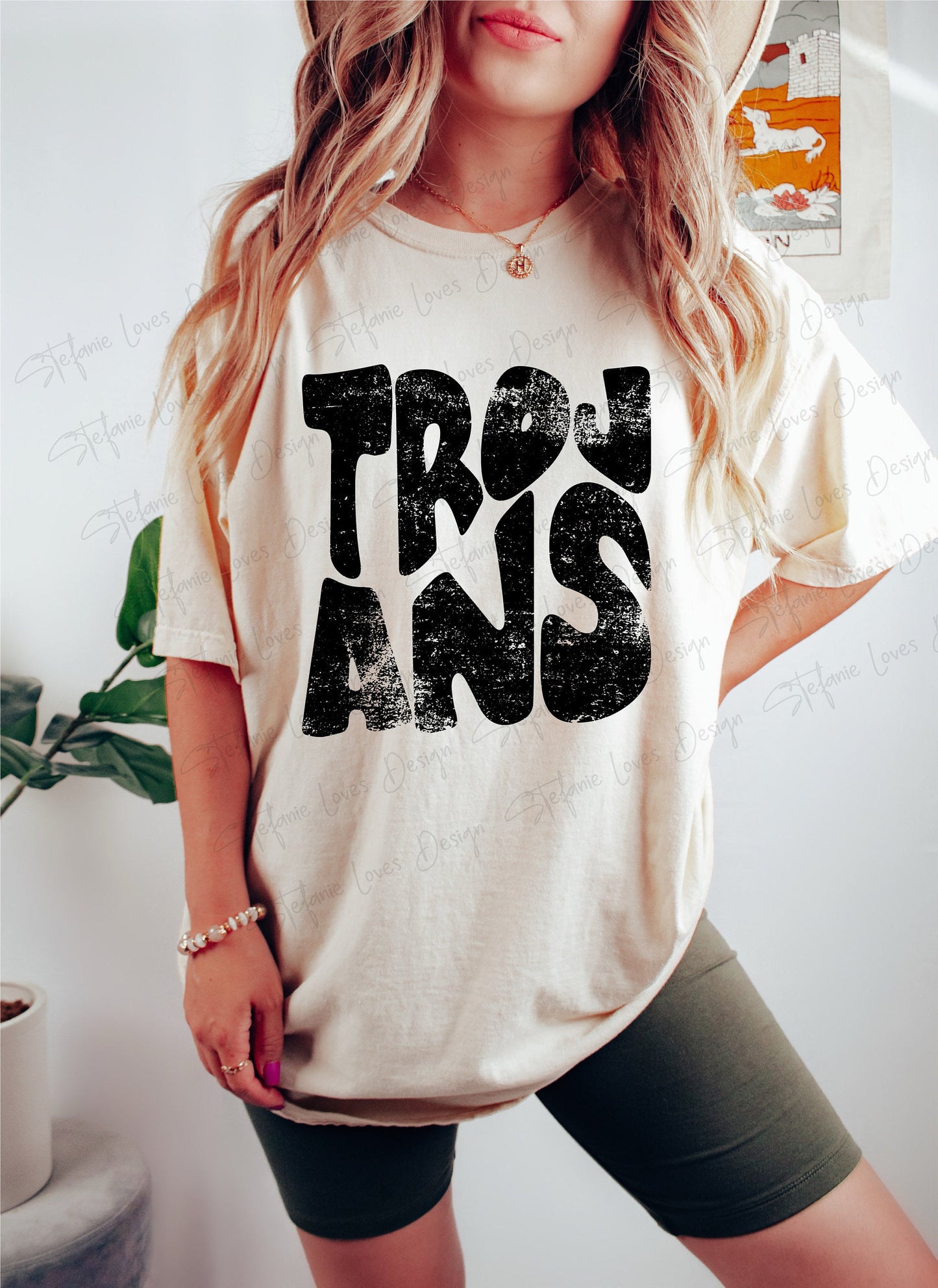 Trojans Distressed PNG, Trojans png, Retro Wavy Letter Digital Design