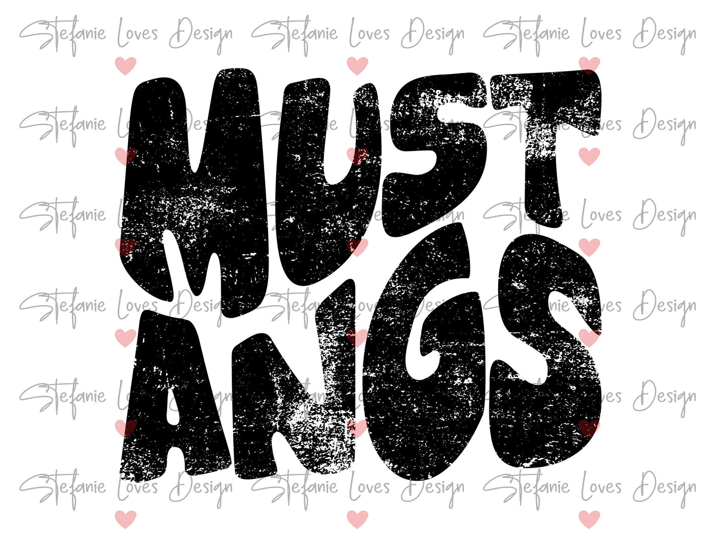 Mustangs Distressed PNG, Mustangs png, Retro Wavy Letter Digital Design