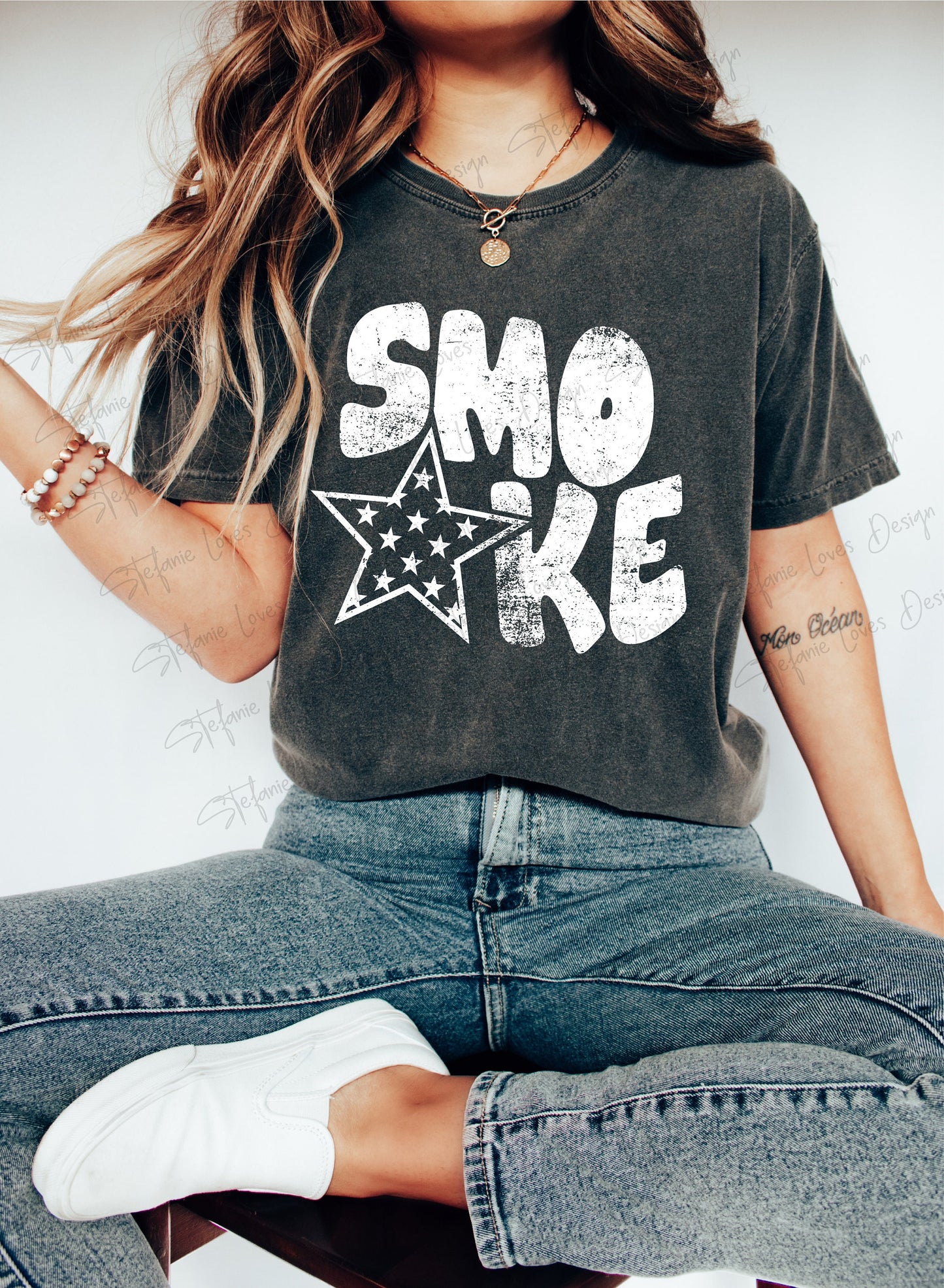 SMOKE Distressed Star PNG, Smoke png, Retro Wavy Letter Digital Design