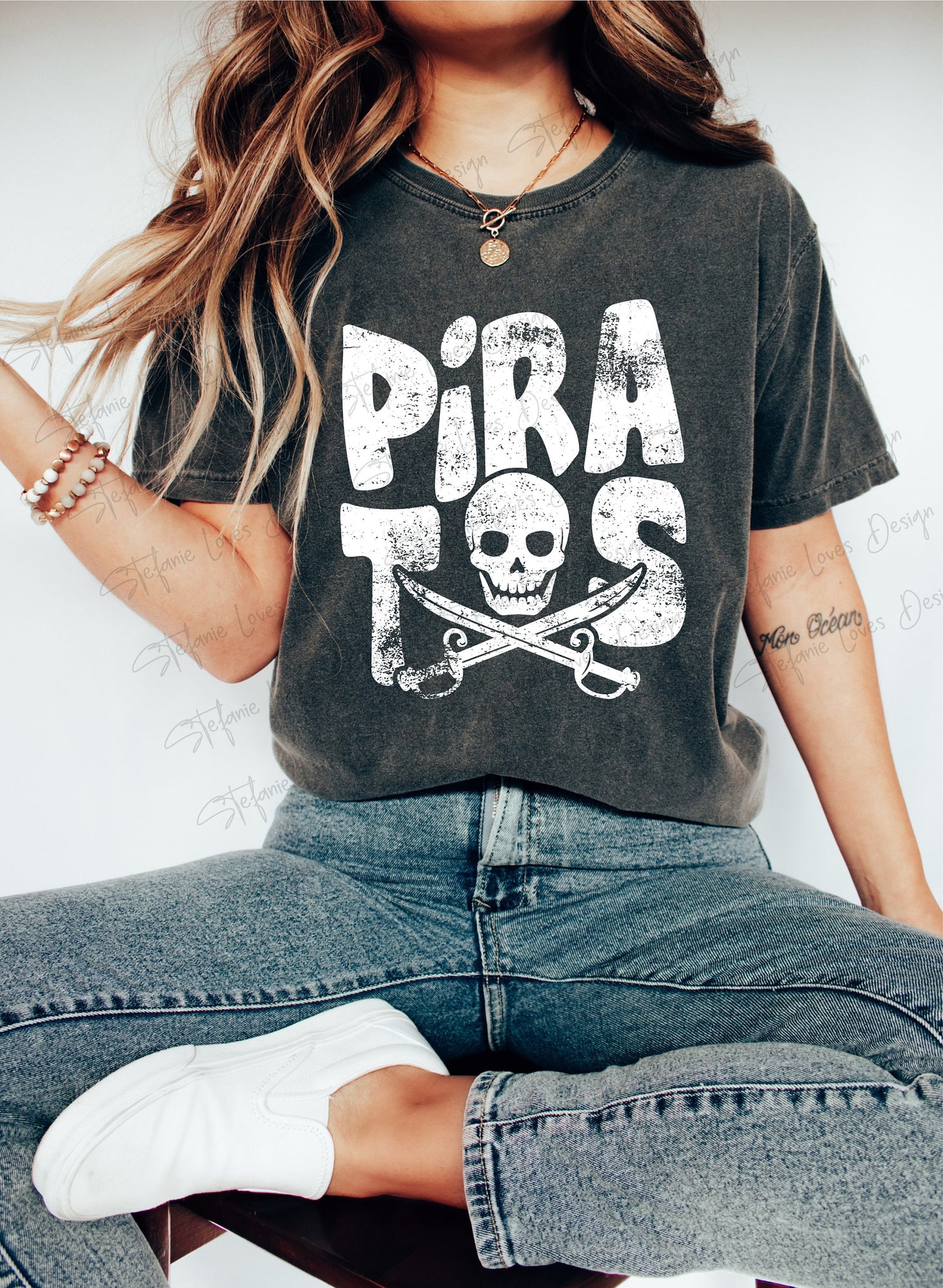 Pirates Distressed PNG, Pirates png, Retro Wavy Letter Digital Design