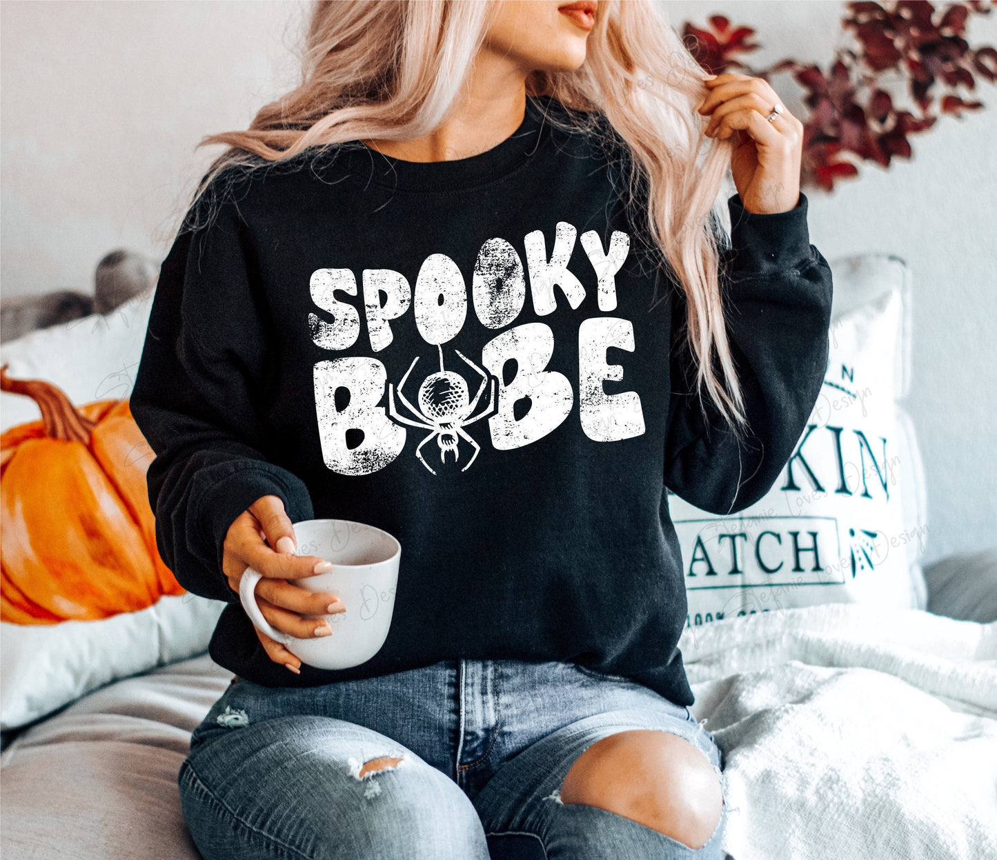 Spooky Babe Spider Distressed Digital Design, Halloween, Fall, PNG, Digital Download,