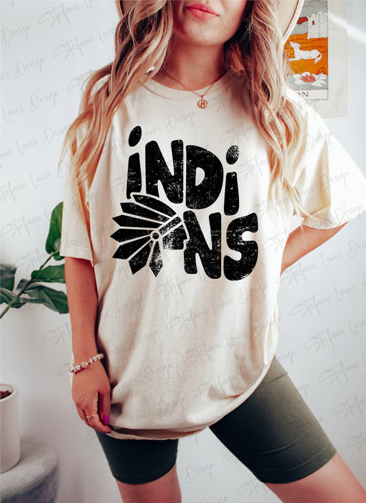 INDIANS Stacked Retro png, Distressed Indians Mascot png, Digital Design, Indians