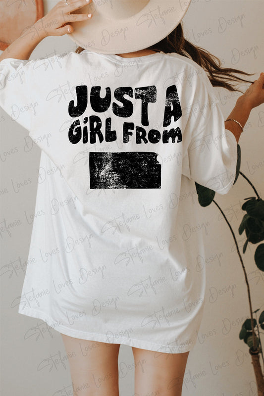 Just A Girl From Kansas png, Distressed Kansas png, Kansas Shirt png, Kansas Girl, Digital Design