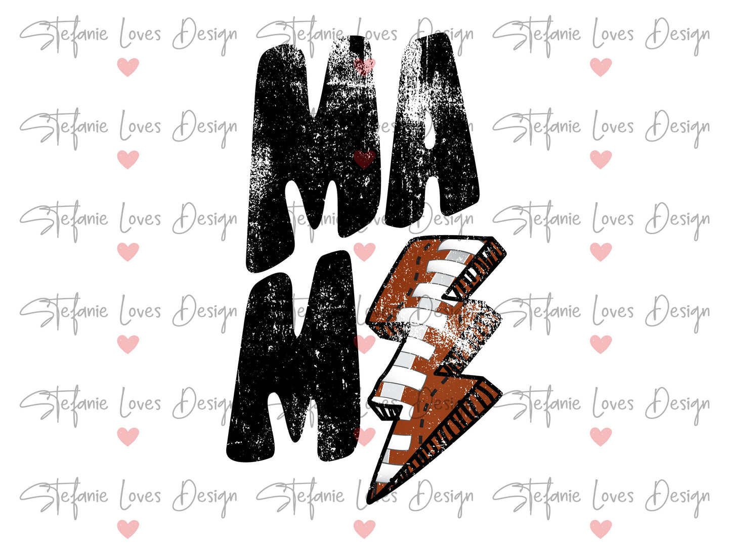 Football Mama png, Distressed Football Bolt PNG