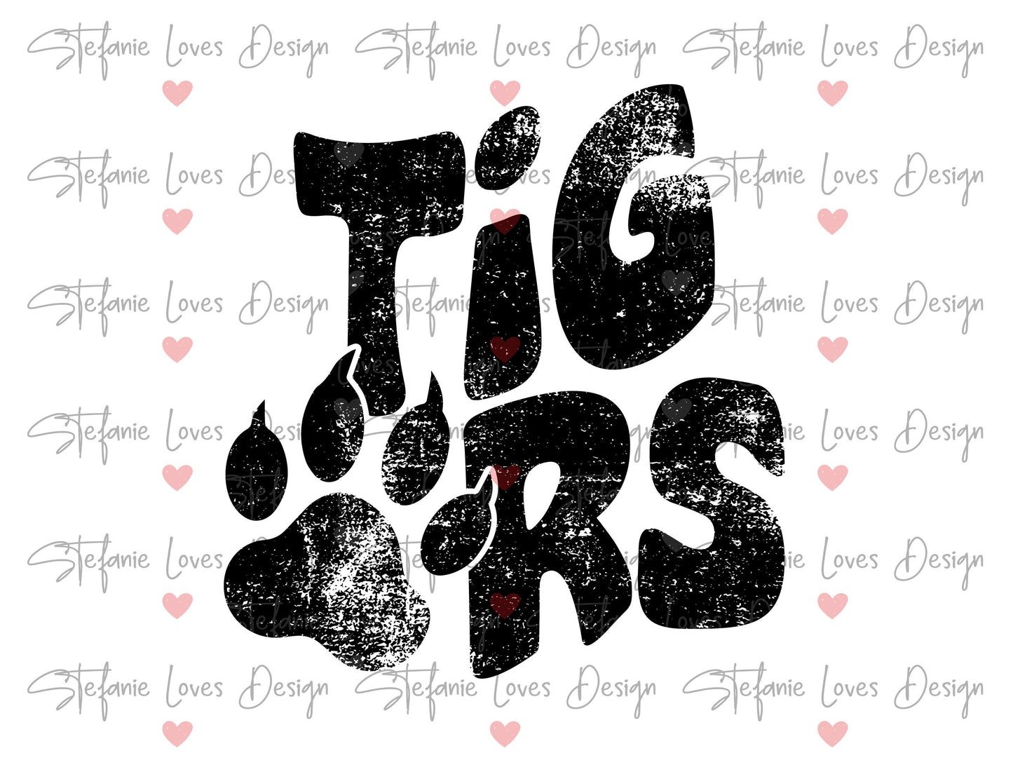 Tigers Distressed paw png, Digital Design