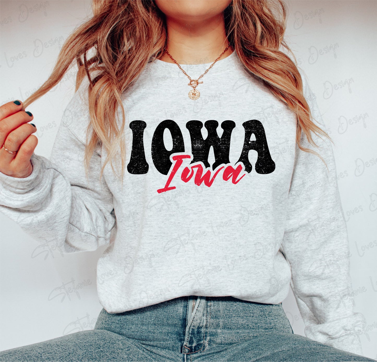 Iowa Stacked Script svg and png, Distressed Iowa Digital Design