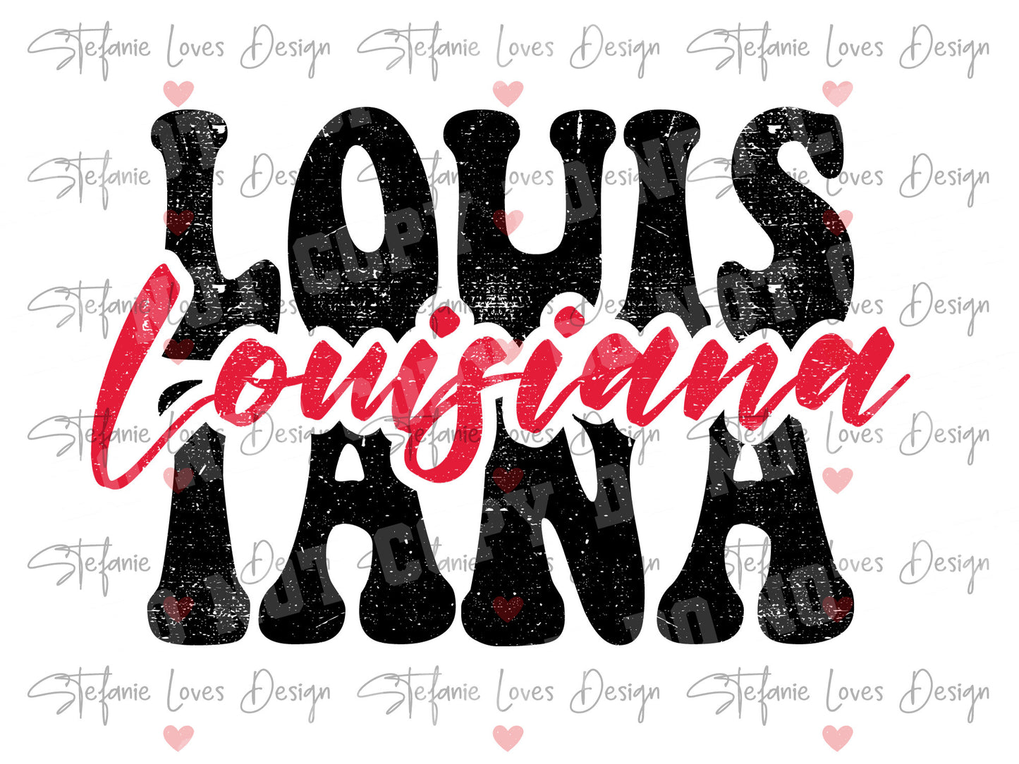 Louisiana Stacked Script svg and png, Distressed Louisiana Digital Design