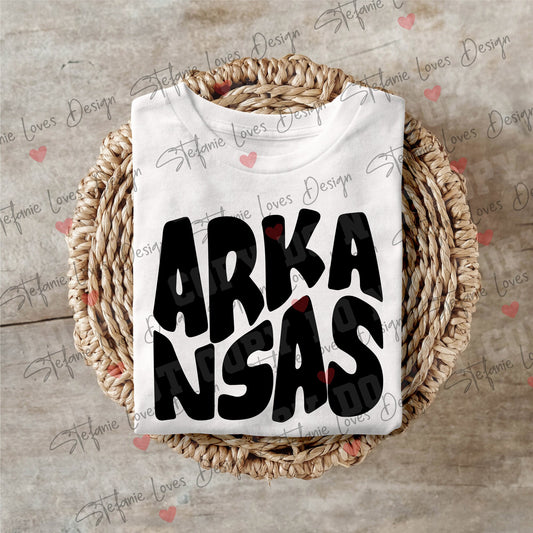 Arkansas SVG and PNG, Retro Wavy Letter Digital Design