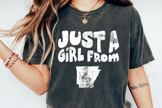 Just A Girl From Arkansas png, Distressed Arkansas png, Arkansas Shirt png, Arkansas Girl, Digital Design