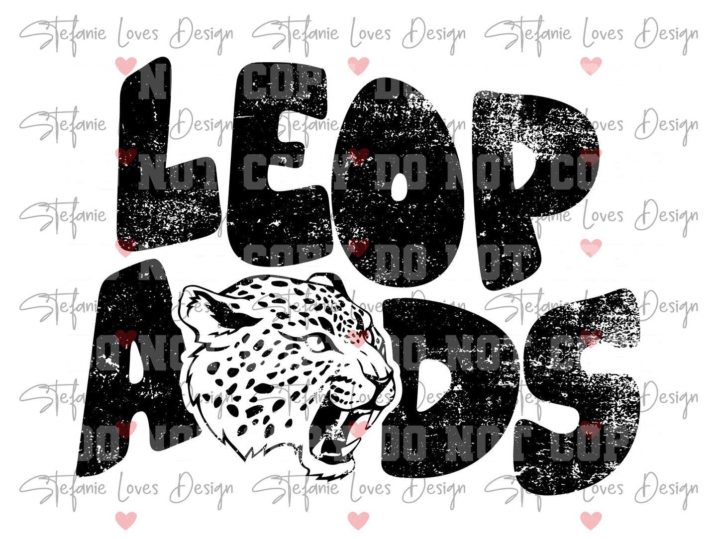 Leopards Stacked Leopard Distressed PNG, Retro Wavy Letter Digital Design